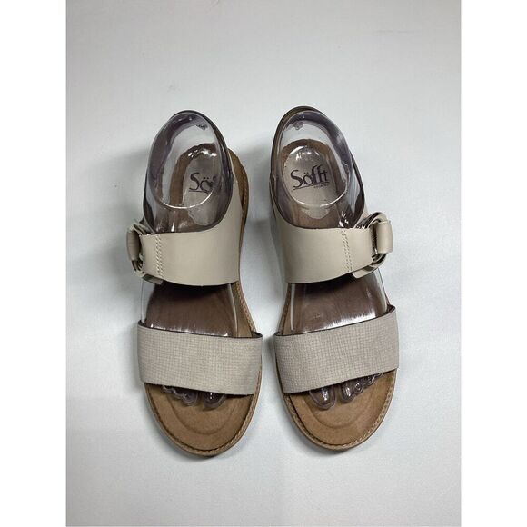 Sofft Bijou Open Toe Sandal Beige | Comfort Leather Wedge Size 7.5 - Picture 3 of 15